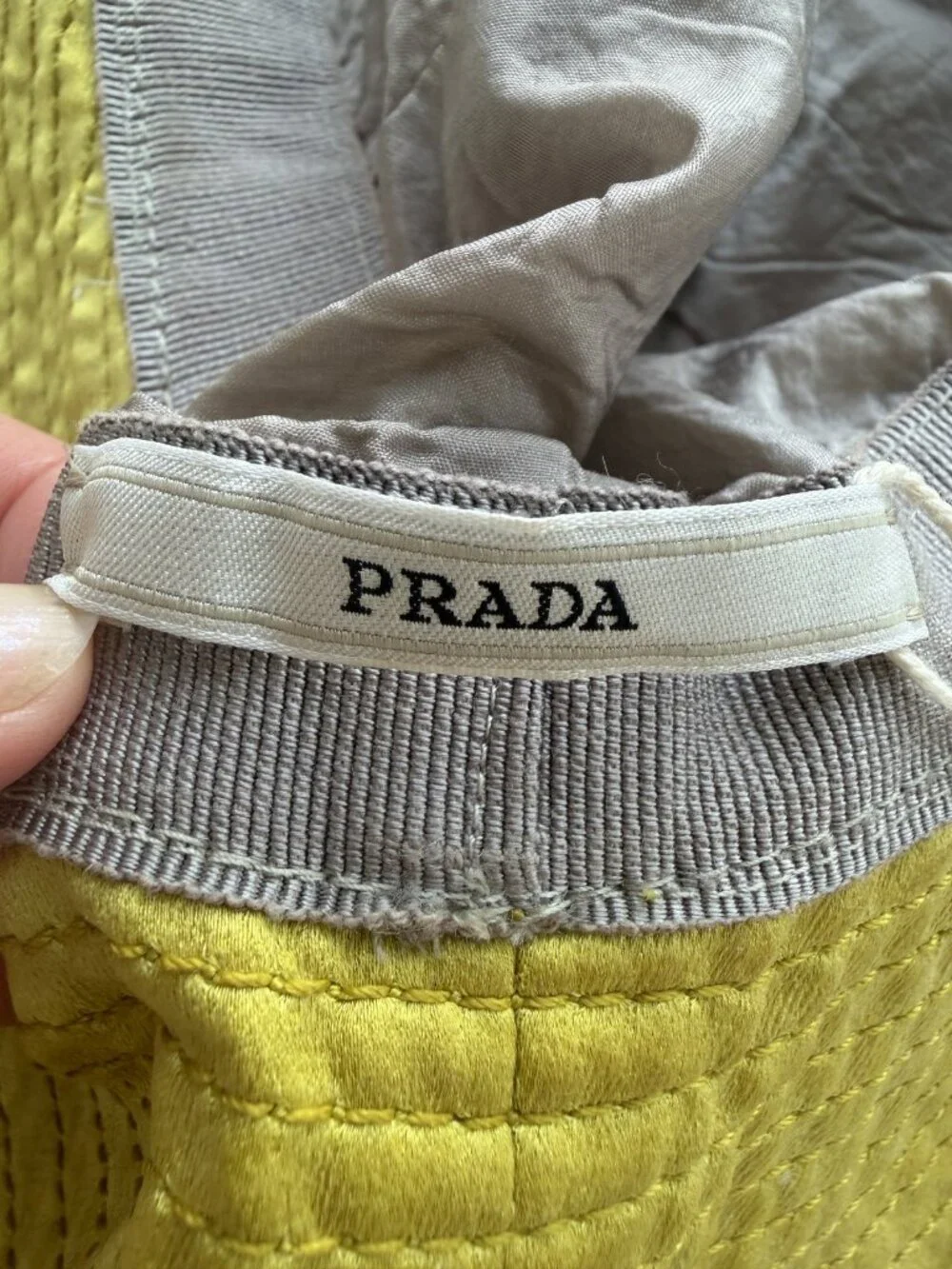 PRADA Size Small (S) Yellow Nylon Bucket Hat Wide Brim Sun Hat